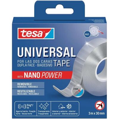 Tesa Nastro biadesivo con nano power ® Universal 3x300 cm trasparente Tesa Nastro biadesivo con nano power ® Universal 3x300 cm trasparente