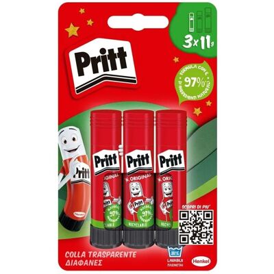 Pritt Colla Stick trasparente set 3 pz x 11 gr Pritt Colla Stick trasparente set 3 pz x 11 gr
