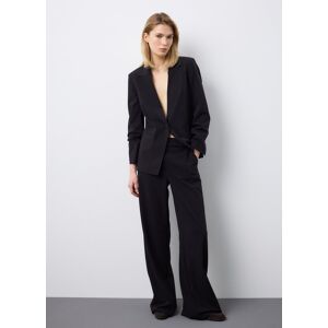 Stefanel Pantaloni in misto viscosa elasticizzata neri wide leg, Donna, Nero canna di fucile, Taglia 40 Stefanel Pantaloni in misto viscosa elasticizzata neri wide leg, Donna, Nero canna di fucile, Taglia 40