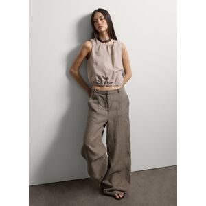 Stefanel Top senza maniche beige in misto lino e cotone oversize fit, Donna, Beige, Taglia S Stefanel Top senza maniche beige in misto lino e cotone oversize fit, Donna, Beige, Taglia S