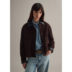 PIOMBO, Giacca In Vera Pelle Marrone Regular Fit Con Collo A Contrasto, Donna, Marrone, Taglia: S PIOMBO, Giacca In Vera Pelle Marrone Regular Fit Con Collo A Contrasto, Donna, Marrone, Taglia: S