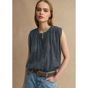 LES COPAINS, Blusa Senza Maniche In Puro Cotone Blu Regular Fit, Donna, Blu, Taglia: L LES COPAINS, Blusa Senza Maniche In Puro Cotone Blu Regular Fit, Donna, Blu, Taglia: L