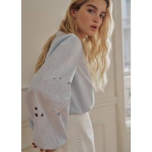 LES COPAINS, Camicia In Puro Cotone Azzurra Regular Fit Con Ricami, Donna, Azzurro, Taglia: S LES COPAINS, Camicia In Puro Cotone Azzurra Regular Fit Con Ricami, Donna, Azzurro, Taglia: S