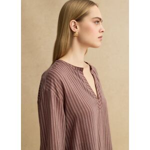 LES COPAINS, Camicia In Misto Lino A Righe Multicolor Regular Fit Con Collo Coreano, Donna, Multicolor, Taglia: M LES COPAINS, Camicia In Misto Lino A Righe Multicolor Regular Fit Con Collo Coreano, Donna, Multicolor, Taglia: M