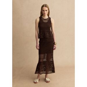 LES COPAINS, Gonna Lunga In Misto Cotone Marrone Regular Fit Con Design A Maglia, Donna, Marrone, Taglia: M LES COPAINS, Gonna Lunga In Misto Cotone Marrone Regular Fit Con Design A Maglia, Donna, Marrone, Taglia: M