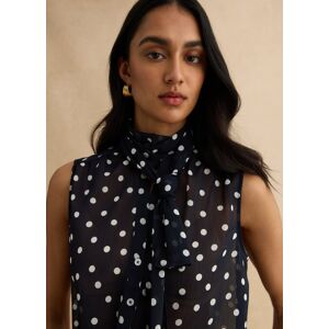 LES COPAINS, Blusa Senza Maniche A Pois Multicolor Regular Fit Con Colletto Fancy, Donna, Multicolor, Taglia: M LES COPAINS, Blusa Senza Maniche A Pois Multicolor Regular Fit Con Colletto Fancy, Donna, Multicolor, Taglia: M