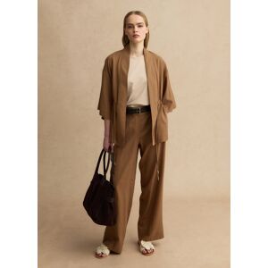 LES COPAINS, Pantaloni In Misto Lino E Viscosa Marroni Wide Leg, Donna, Marrone, Taglia: S LES COPAINS, Pantaloni In Misto Lino E Viscosa Marroni Wide Leg, Donna, Marrone, Taglia: S