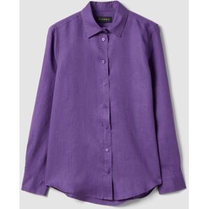 PIOMBO, Camicia In Puro Lino Viola Regular Fit, Donna, Viola, Taglia: L PIOMBO, Camicia In Puro Lino Viola Regular Fit, Donna, Viola, Taglia: L