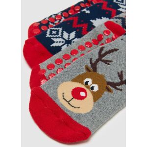 OVS KIDS, Bipack Calze Antiscivolo Natalizie Grigie Da Bambino In Misto Cotone, Multicolor, Taglia: 28/30 OVS KIDS, Bipack Calze Antiscivolo Natalizie Grigie Da Bambino In Misto Cotone, Multicolor, Taglia: 28/30