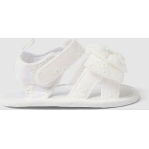 FAGOTTINO, Sandali In Puro Cotone Bianchi Da Neonata Con Velcro E Fiocco, Bianco, Taglia: 17 FAGOTTINO, Sandali In Puro Cotone Bianchi Da Neonata Con Velcro E Fiocco, Bianco, Taglia: 17
