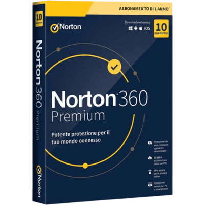 Norton 360 Premium - 10 Dispositivi - 1 Anno - Fattura Italiana Norton 360 Premium - 10 Dispositivi - 1 Anno - Fattura Italiana