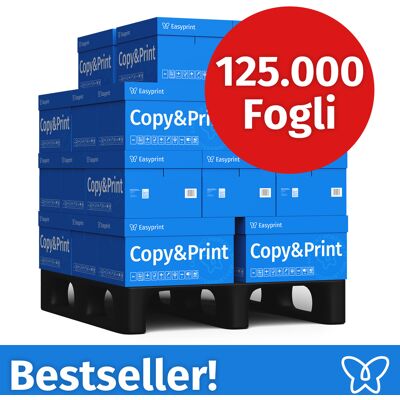 NUOVO! Carta per stampanti Easyprint Carta per fotocopie 125000 fogli 25 x 5000 A4 Premium bianco brillante Vincitore del test CIE 160 Certificato ambientale 100% PEFC NUOVO! Carta per stampanti Easyprint Carta per fotocopie 125000 fogli 25 x 5000 A4 Premium bianco brillante Vincitore del test CIE 160 Certificato ambientale 100% PEFC