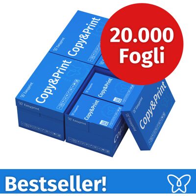 NUOVO! Carta per stampanti Easyprint Carta per fotocopie 20000 fogli 40 x 500 A4 Premium bianco brillante Vincitore del test CIE 160 Certificato ambientale 100% PEFC NUOVO! Carta per stampanti Easyprint Carta per fotocopie 20000 fogli 40 x 500 A4 Premium bianco brillante Vincitore del test CIE 160 Certificato ambientale 100% PEFC