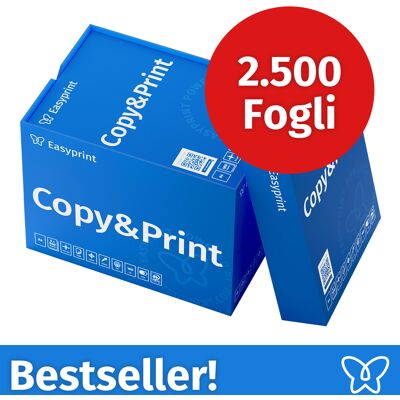 NUOVO! Carta per stampanti Easyprint Carta per fotocopie 2500 fogli 5 x 500 A4 Premium bianco brillante Vincitore del test CIE 160 Certificato ambientale 100% PEFC NUOVO! Carta per stampanti Easyprint Carta per fotocopie 2500 fogli 5 x 500 A4 Premium bianco brillante Vincitore del test CIE 160 Certificato ambientale 100% PEFC