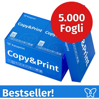 NUOVO! Carta per stampanti Easyprint Carta per fotocopie 5000 fogli 10 x 500 A4 Premium bianco brillante Vincitore del test CIE 160 Certificato ambientale 100% PEFC NUOVO! Carta per stampanti Easyprint Carta per fotocopie 5000 fogli 10 x 500 A4 Premium bianco brillante Vincitore del test CIE 160 Certificato ambientale 100% PEFC