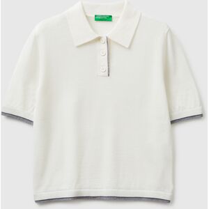 United Colors Of Benetton Benetton, Maglia A Polo 100% Lana Merino, Bianco Panna, Donna XL United Colors Of Benetton Benetton, Maglia A Polo 100% Lana Merino, Bianco Panna, Donna XL