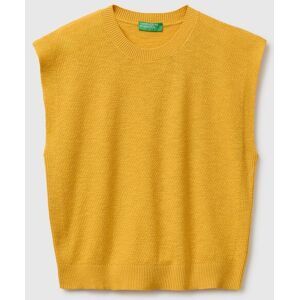 United Colors Of Benetton Benetton, Maglia Smanicata In Misto Lino, Senape, Donna XL United Colors Of Benetton Benetton, Maglia Smanicata In Misto Lino, Senape, Donna XL