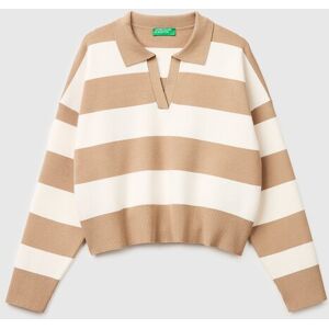 United Colors Of Benetton Benetton, Maglia A Polo A Righe, Cammello, Donna XS United Colors Of Benetton Benetton, Maglia A Polo A Righe, Cammello, Donna XS