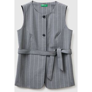 United Colors Of Benetton Benetton, Gilet Lungo Gessato Con Cintura, Grigio, Donna United Colors Of Benetton Benetton, Gilet Lungo Gessato Con Cintura, Grigio, Donna