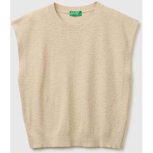 United Colors Of Benetton Benetton, Maglia Smanicata In Misto Lino, Beige, Donna XL United Colors Of Benetton Benetton, Maglia Smanicata In Misto Lino, Beige, Donna XL
