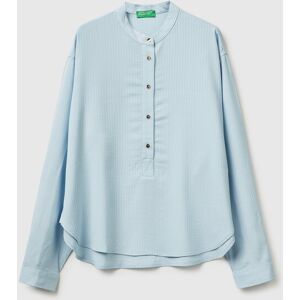United Colors Of Benetton Benetton, Blusa A Righe Con Collo Alla Coreana, Blu Chiaro, Donna XL United Colors Of Benetton Benetton, Blusa A Righe Con Collo Alla Coreana, Blu Chiaro, Donna XL