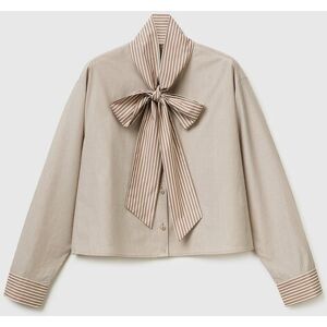 United Colors Of Benetton Benetton, Camicia Crop A Righe Con Fiocco, Marrone, Donna XS United Colors Of Benetton Benetton, Camicia Crop A Righe Con Fiocco, Marrone, Donna XS