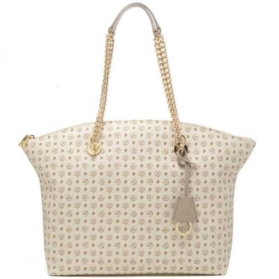 Pollini borsa shopping donna heritage con charm in pelle avorio ghiaccio Pollini borsa shopping donna heritage con charm in pelle avorio ghiaccio