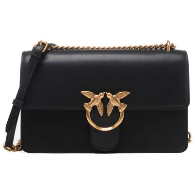 Pinko borsa a tracolla donna love one classic in pelle liscia nera Pinko borsa a tracolla donna love one classic in pelle liscia nera