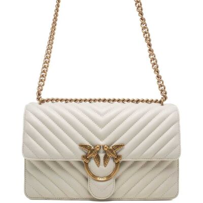 Pinko borsa a tracolla donna love one in pelle avorio oro Pinko borsa a tracolla donna love one in pelle avorio oro