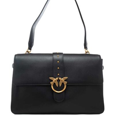 Pinko borsa a spalla love one extra slouchy in vera pelle nero oro Pinko borsa a spalla love one extra slouchy in vera pelle nero oro