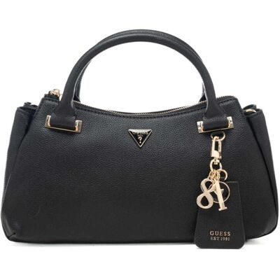 Guess borsa a mano da donna in pelle martellata con dettagli in metallo dorato nero Guess borsa a mano da donna in pelle martellata con dettagli in metallo dorato nero