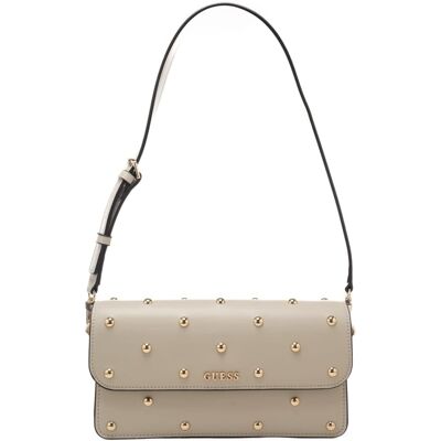 Guess borsa a spalla da donna con borchie all over beige Guess borsa a spalla da donna con borchie all over beige