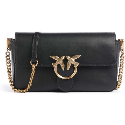 Pinko borsa a tracolla love one slouchy in pelle nera con tracolla a catena dorata Pinko borsa a tracolla love one slouchy in pelle nera con tracolla a catena dorata