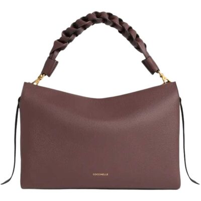 Coccinelle borsa a spalla grande da donna boheme grana double in vera pelle borgogna Coccinelle borsa a spalla grande da donna boheme grana double in vera pelle borgogna