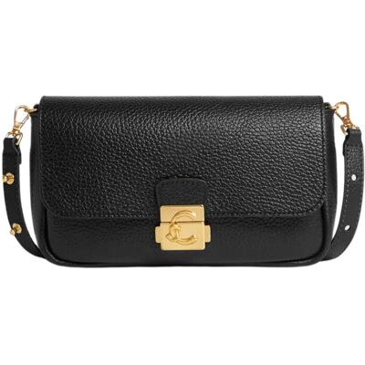 Coccinelle borsa a mano c-me lock mini in pelle nera Coccinelle borsa a mano c-me lock mini in pelle nera