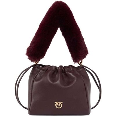 Pinko borsa secchiello a spalla in nappa con doppia tracolla borgogna Pinko borsa secchiello a spalla in nappa con doppia tracolla borgogna