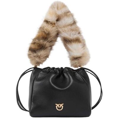 Pinko borsa secchiello a spalla in nappa con doppia tracolla maculato Pinko borsa secchiello a spalla in nappa con doppia tracolla maculato