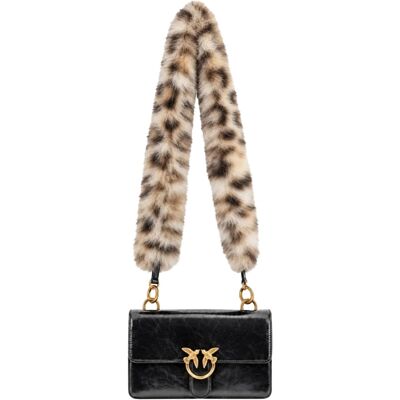 Pinko borsa love one mini light in pelle nera con tracolla in ecofur maculata Pinko borsa love one mini light in pelle nera con tracolla in ecofur maculata