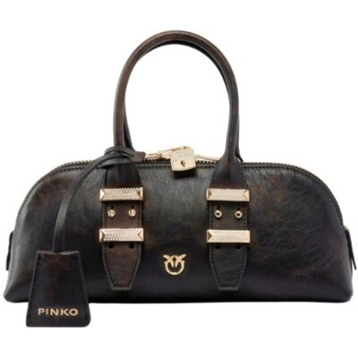 Pinko borsa a mano bowling bag horizontal cloud in pelle marrone scuro Pinko borsa a mano bowling bag horizontal cloud in pelle marrone scuro