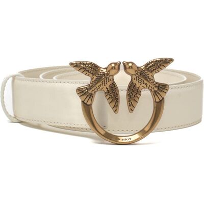 Pinko cintura media 3cm love birds in pelle avorio Pinko cintura media 3cm love birds in pelle avorio