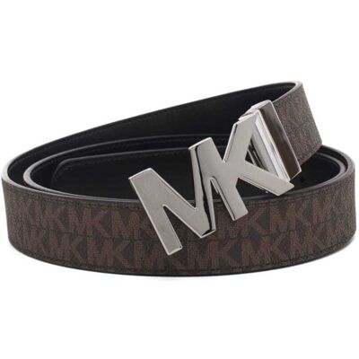 Michael Kors cintura da uomo reversibile in vera pelle con finitura liscia brown black marrone nero e fibbia argento Michael Kors cintura da uomo reversibile in vera pelle con finitura liscia brown black marrone nero e fibbia argento