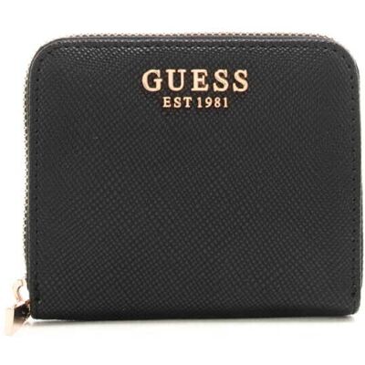 Guess portacarte da donna con finitura martellata e logo lettering nero Guess portacarte da donna con finitura martellata e logo lettering nero