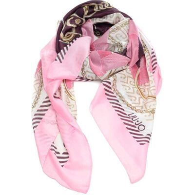 Liu Jo foulard da donna con stampa a fantasia con gioielli e catene rosa Liu Jo foulard da donna con stampa a fantasia con gioielli e catene rosa