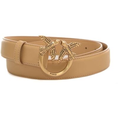 Pinko cintura media 3cm love birds in pelle torrone Pinko cintura media 3cm love birds in pelle torrone