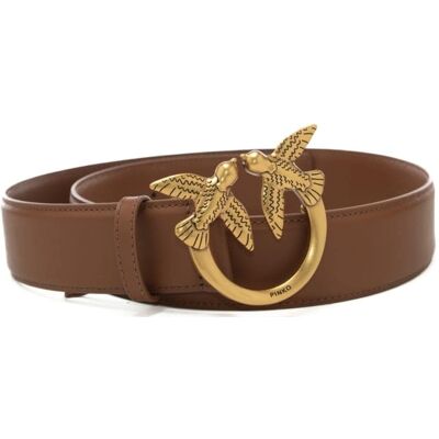 Pinko cintura alta 4cm love birds in pelle marrone Pinko cintura alta 4cm love birds in pelle marrone