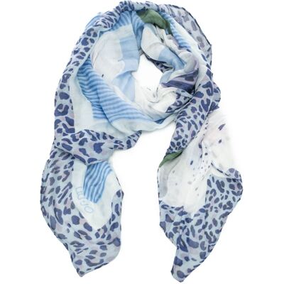 Liu Jo foulard da donna con dettagli animalieri a contrasto colore celeste Liu Jo foulard da donna con dettagli animalieri a contrasto colore celeste