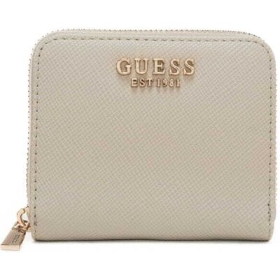 Guess portacarte da donna con finitura martellata e logo lettering beige Guess portacarte da donna con finitura martellata e logo lettering beige