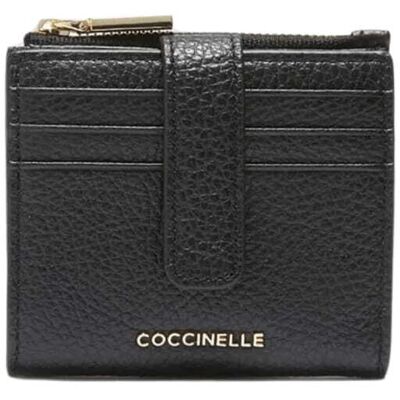 Coccinelle metallic softportacarte da donna metallic soft in vera pelle nero Coccinelle metallic softportacarte da donna metallic soft in vera pelle nero