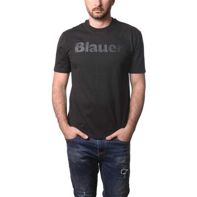 Blauer t-shirt da uomo bourn in cotone con logo lettering ton sur ton stampato sul davanti nera Blauer t-shirt da uomo bourn in cotone con logo lettering ton sur ton stampato sul davanti nera