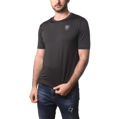 Blauer t-shirt da uomo jasons sagomata con scudo loggato stampato sul davanti nera Blauer t-shirt da uomo jasons sagomata con scudo loggato stampato sul davanti nera